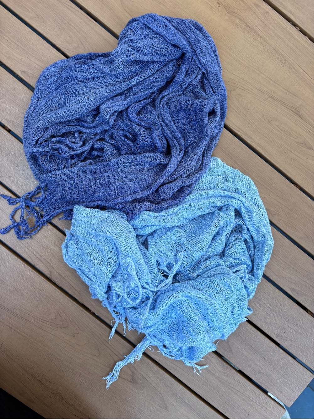 Lightweight linen* Blue Scarf Set